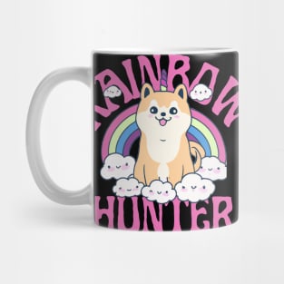 Shiba Inu Unicorn Kawaii Illustration With Rainbow And Cloud Mug